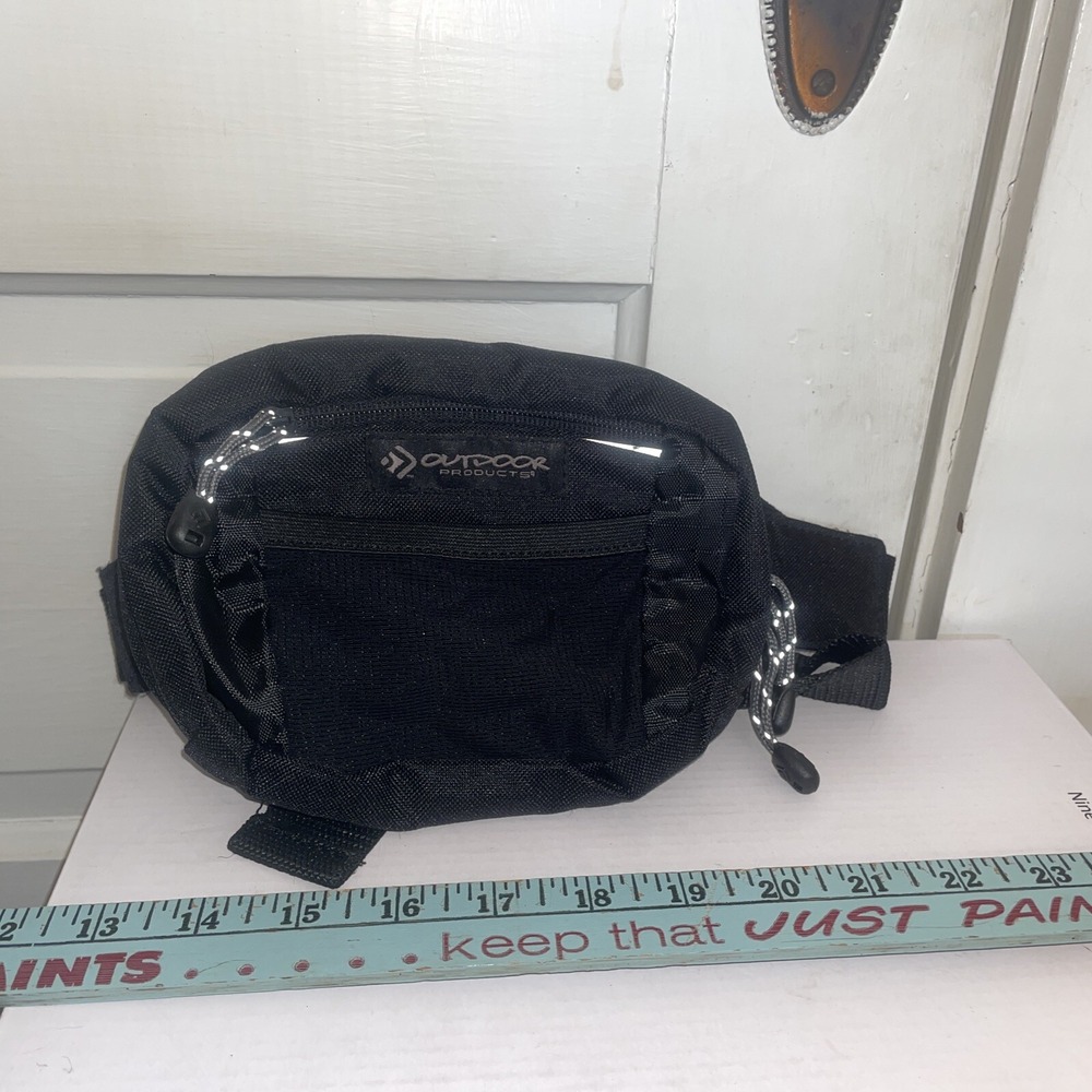Outdoor Products Small Black Waist Pack Belt Hands Free Four Compartments CLEAN